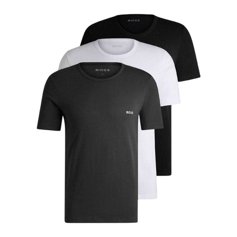 Boss Mens Short-Sleeved T-Shirt (Pack of 3) / White/Blue/Gray